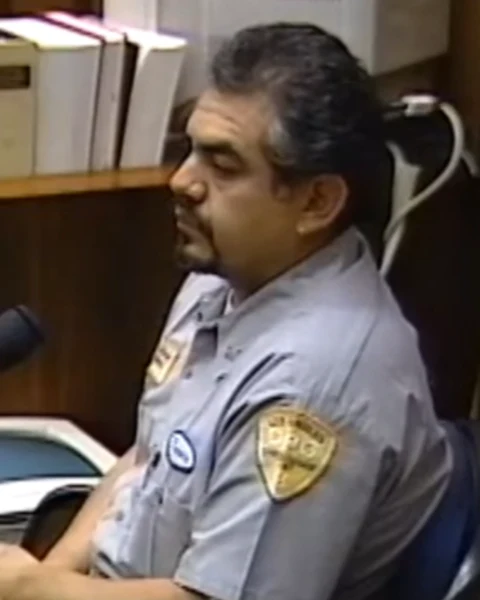 Courtroom still of Bernie Douroux.