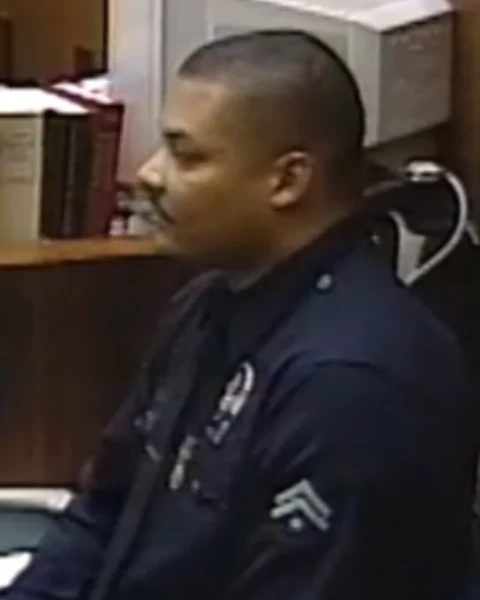 Courtroom still of Donald Thompson.