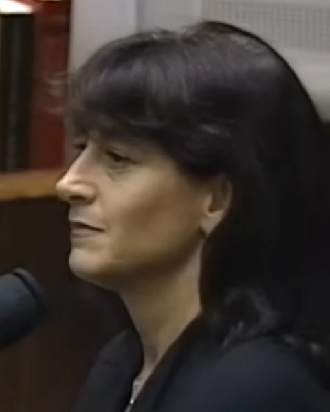 Courtroom still of Francesca Harman.