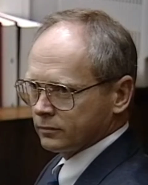 Courtroom still of Lt. Frank Spangler.