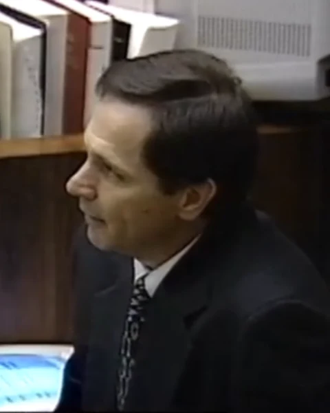Courtroom still of Gary Sims.