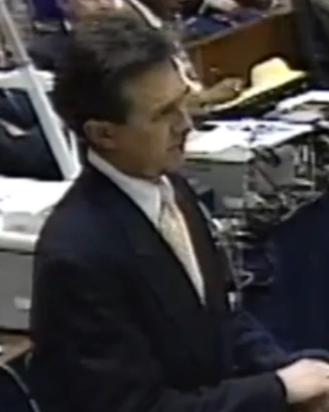 Courtroom still of George Clarke.