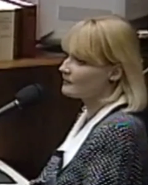 Courtroom still of Kathleen Bell.