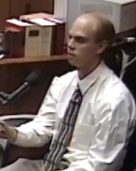 Courtroom still of Mark Krueger.