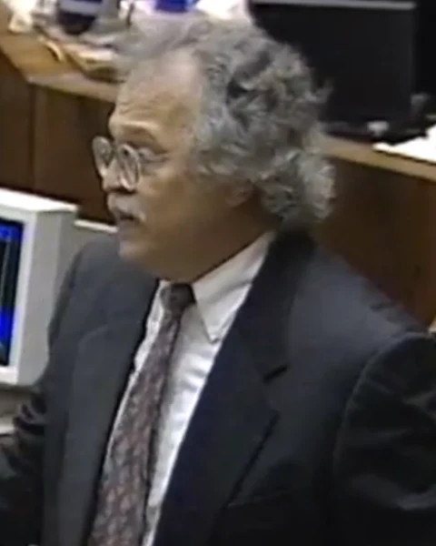 Courtroom still of Dr. Michael Baden.