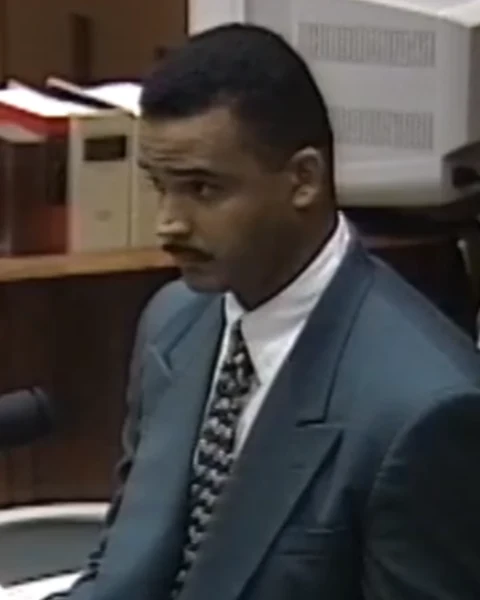Courtroom still of Roderic Hodge.