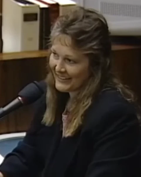 Courtroom still of Susan Brockbank.