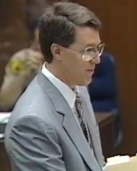 Courtroom still of William Thompson.